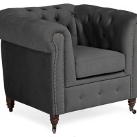 Chesterfield Deluxe Πολυθρόνα Βελούδο Γκρι CHES105 94x86x80cm