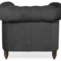 Chesterfield Deluxe Πολυθρόνα Βελούδο Γκρι CHES105 94x86x80cm