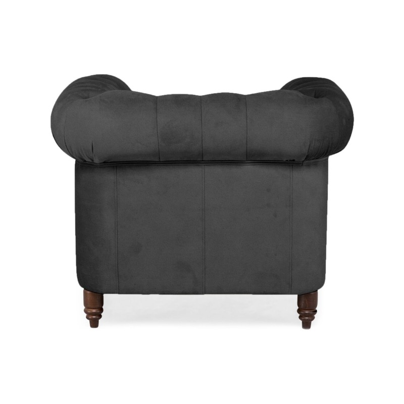 Chesterfield Deluxe Πολυθρόνα Βελούδο Γκρι CHES105 94x86x80cm