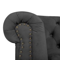 Chesterfield Deluxe Πολυθρόνα Βελούδο Γκρι CHES105 94x86x80cm