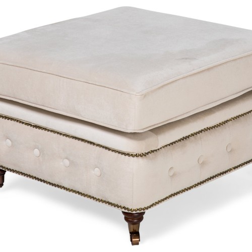 Chesterfield Deluxe Σκαμπό Σαλονιού Τετράγωνο Βελούδο Μπεζ CHES111 75x70x45cm
