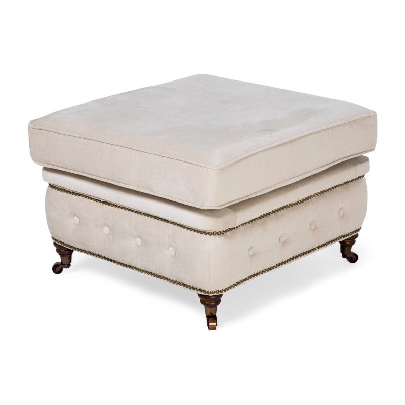 Chesterfield Deluxe Σκαμπό Σαλονιού Τετράγωνο Βελούδο Μπεζ CHES111 75x70x45cm