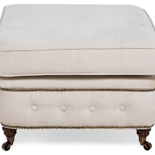 Chesterfield Deluxe Σκαμπό Σαλονιού Τετράγωνο Βελούδο Μπεζ CHES111 75x70x45cm