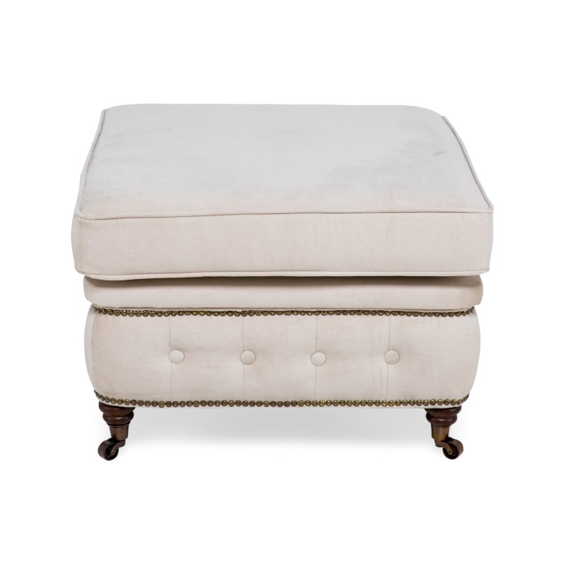 Chesterfield Deluxe Σκαμπό Σαλονιού Τετράγωνο Βελούδο Μπεζ CHES111 75x70x45cm
