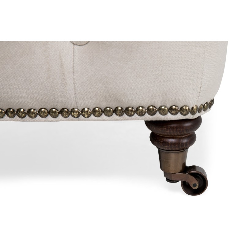 Chesterfield Deluxe Σκαμπό Σαλονιού Τετράγωνο Βελούδο Μπεζ CHES111 75x70x45cm