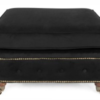Chesterfield Deluxe Σκαμπό Σαλονιού Τετράγωνο Βελούδο Μαύρο CHES112 75x70x45cm