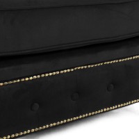 Chesterfield Deluxe Σκαμπό Σαλονιού Τετράγωνο Βελούδο Μαύρο CHES112 75x70x45cm