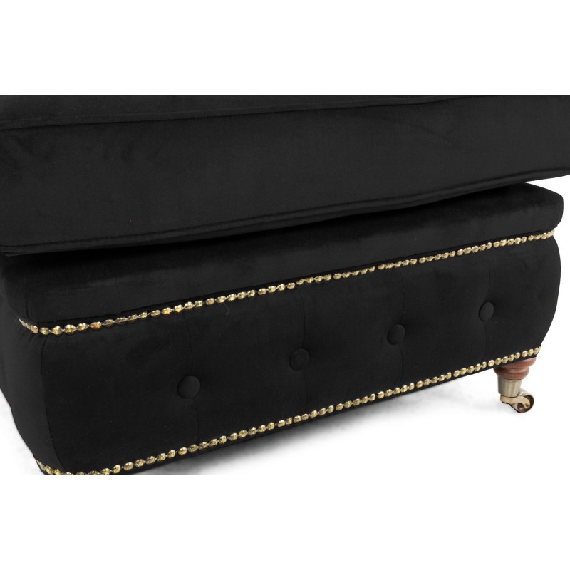 Chesterfield Deluxe Σκαμπό Σαλονιού Τετράγωνο Βελούδο Μαύρο CHES112 75x70x45cm