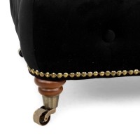 Chesterfield Deluxe Σκαμπό Σαλονιού Τετράγωνο Βελούδο Μαύρο CHES112 75x70x45cm