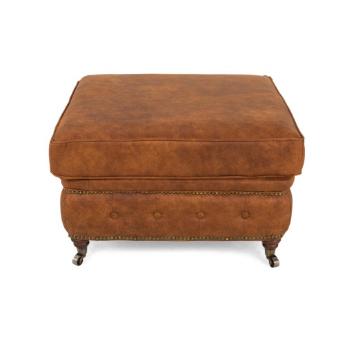 Chesterfield Deluxe Σκαμπό Σαλονιού Τετράγωνο Ύφασμα Καφέ Κονιάκ CHES120 75x70x45cm