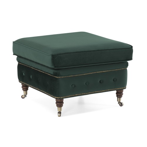 Chesterfield Deluxe Σκαμπό Σαλονιού Τετράγωνο Βελούδο Σκούρο Πράσινο CHES113 75x70x45cm