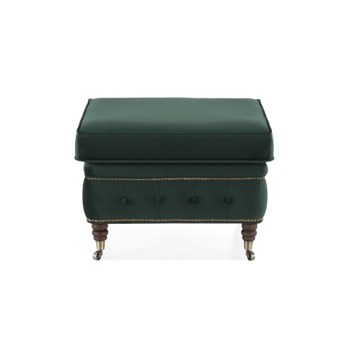 Chesterfield Deluxe Σκαμπό Σαλονιού Τετράγωνο Βελούδο Σκούρο Πράσινο CHES113 75x70x45cm