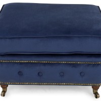 Chesterfield Deluxe Σκαμπό Σαλονιού Τετράγωνο Βελούδο Μπλε CHES114 75x70x45cm