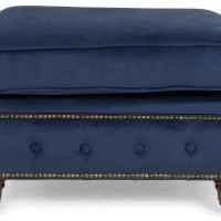 Chesterfield Deluxe Σκαμπό Σαλονιού Τετράγωνο Βελούδο Μπλε CHES114 75x70x45cm