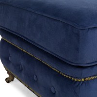 Chesterfield Deluxe Σκαμπό Σαλονιού Τετράγωνο Βελούδο Μπλε CHES114 75x70x45cm