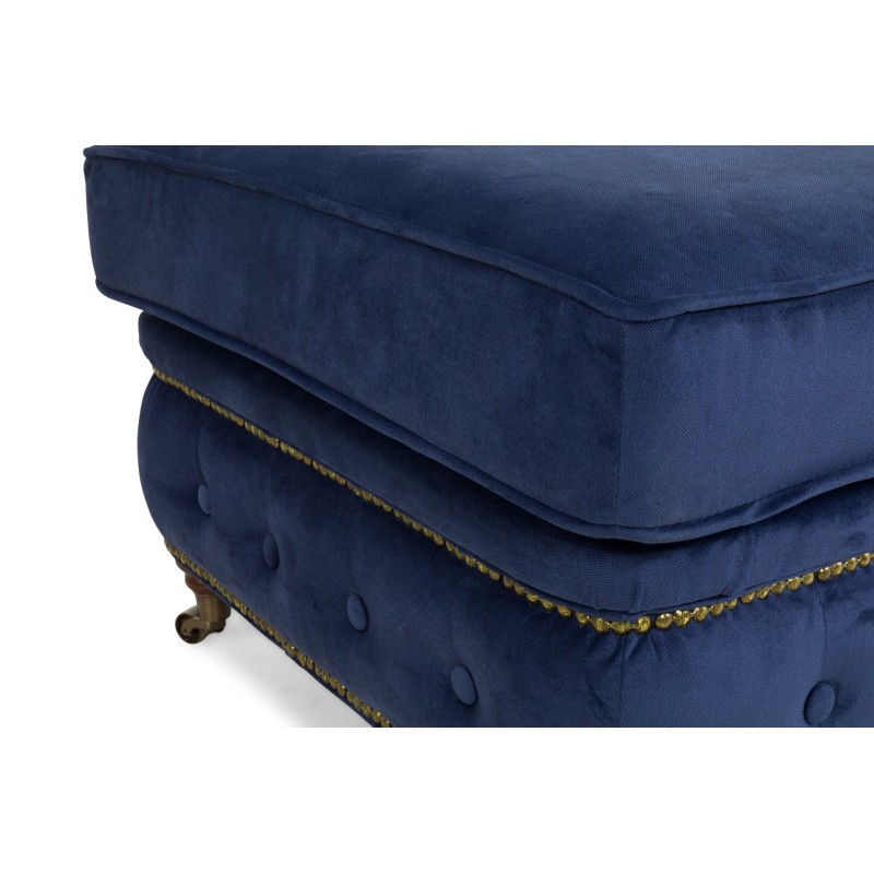 Chesterfield Deluxe Σκαμπό Σαλονιού Τετράγωνο Βελούδο Μπλε CHES114 75x70x45cm