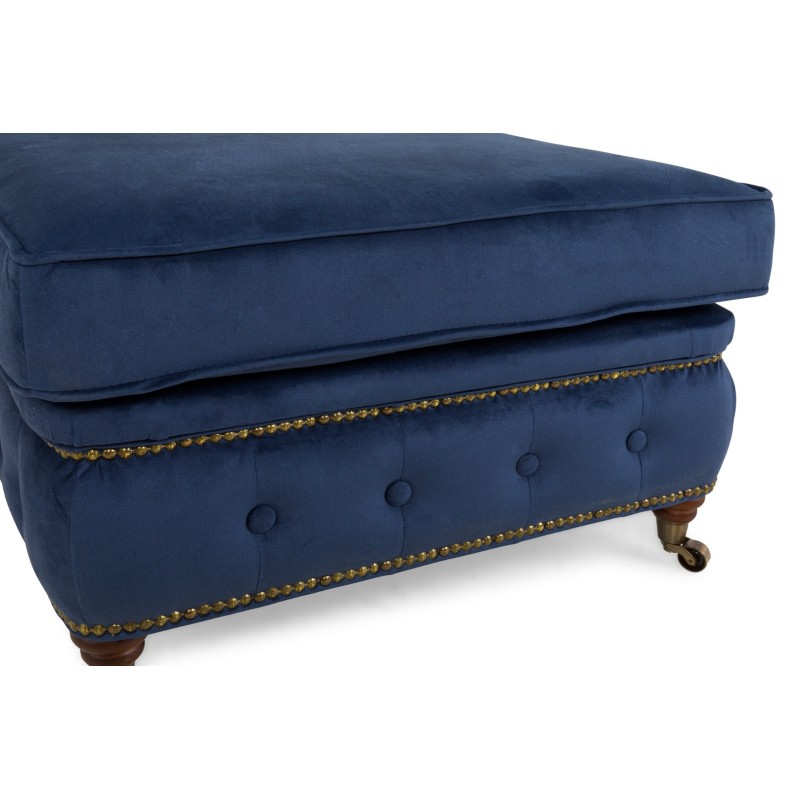 Chesterfield Deluxe Σκαμπό Σαλονιού Τετράγωνο Βελούδο Μπλε CHES114 75x70x45cm