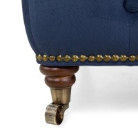 Chesterfield Deluxe Σκαμπό Σαλονιού Τετράγωνο Βελούδο Μπλε CHES114 75x70x45cm