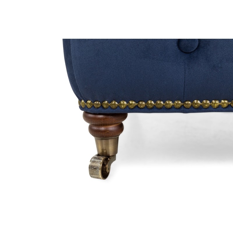 Chesterfield Deluxe Σκαμπό Σαλονιού Τετράγωνο Βελούδο Μπλε CHES114 75x70x45cm