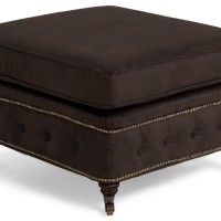 Chesterfield Deluxe Σκαμπό Σαλονιού Τετράγωνο Ύφασμα Σκούρο Καφέ CHES121 75x70x45cm