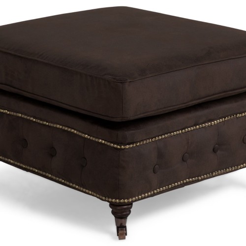 Chesterfield Deluxe Σκαμπό Σαλονιού Τετράγωνο Ύφασμα Σκούρο Καφέ CHES121 75x70x45cm