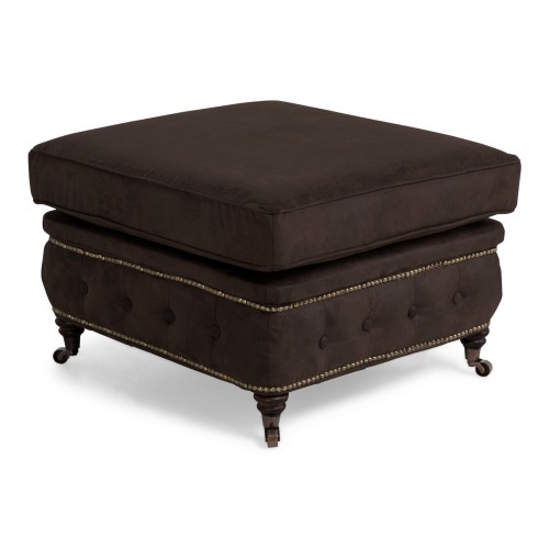 Chesterfield Deluxe Σκαμπό Σαλονιού Τετράγωνο Ύφασμα Σκούρο Καφέ CHES121 75x70x45cm