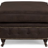 Chesterfield Deluxe Σκαμπό Σαλονιού Τετράγωνο Ύφασμα Σκούρο Καφέ CHES121 75x70x45cm
