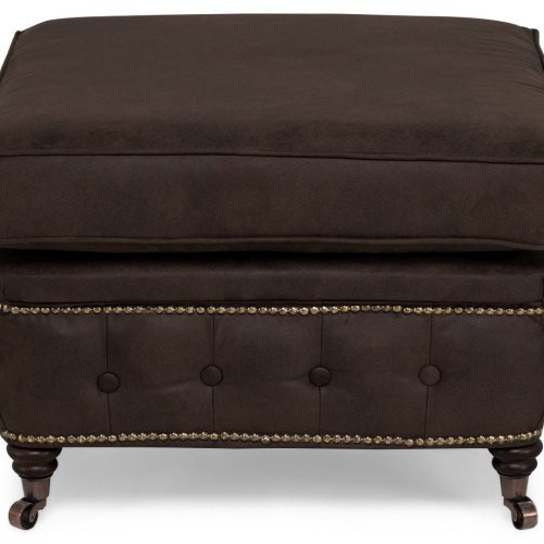 Chesterfield Deluxe Σκαμπό Σαλονιού Τετράγωνο Ύφασμα Σκούρο Καφέ CHES121 75x70x45cm