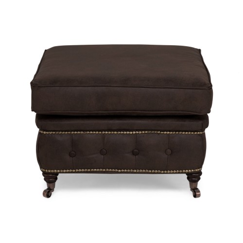 Chesterfield Deluxe Σκαμπό Σαλονιού Τετράγωνο Ύφασμα Σκούρο Καφέ CHES121 75x70x45cm