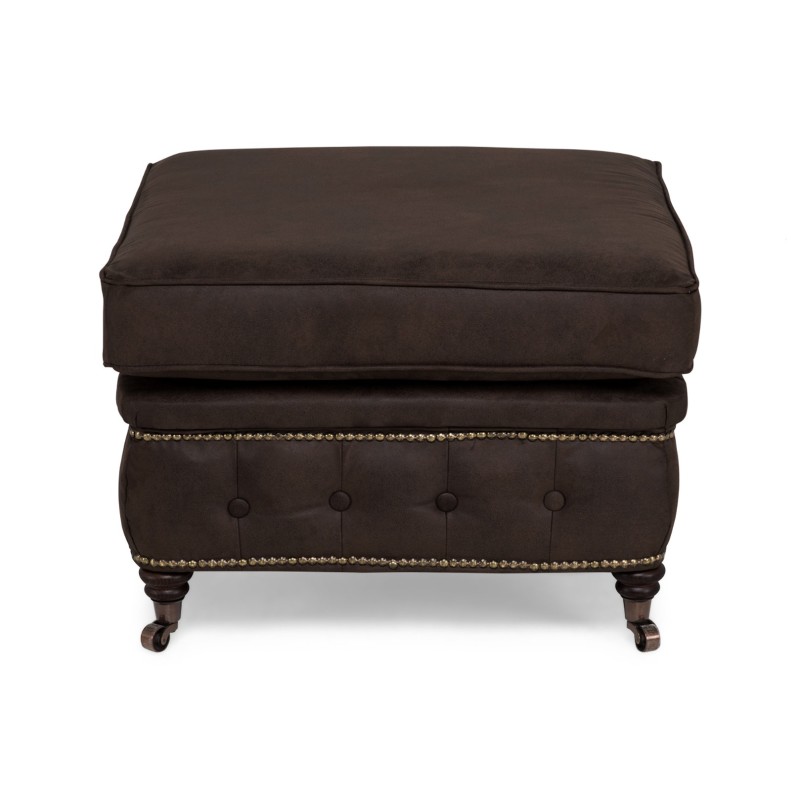 Chesterfield Deluxe Σκαμπό Σαλονιού Τετράγωνο Ύφασμα Σκούρο Καφέ CHES121 75x70x45cm