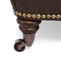 Chesterfield Deluxe Σκαμπό Σαλονιού Τετράγωνο Ύφασμα Σκούρο Καφέ CHES121 75x70x45cm