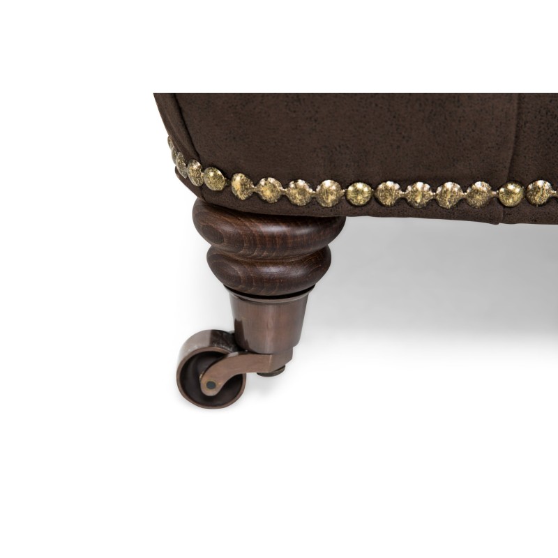 Chesterfield Deluxe Σκαμπό Σαλονιού Τετράγωνο Ύφασμα Σκούρο Καφέ CHES121 75x70x45cm