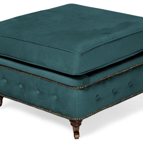 Chesterfield Deluxe Σκαμπό Σαλονιού Τετράγωνο Βελούδο Πετρόλ CHES115 75x70x45cm