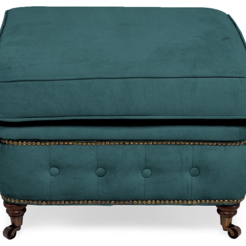 Chesterfield Deluxe Σκαμπό Σαλονιού Τετράγωνο Βελούδο Πετρόλ CHES115 75x70x45cm