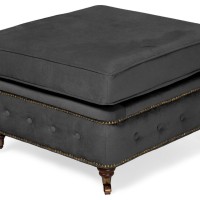 Chesterfield Deluxe Σκαμπό Σαλονιού Τετράγωνο Βελούδο Γκρι CHES116 75x70x45cm