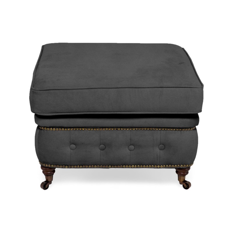 Chesterfield Deluxe Σκαμπό Σαλονιού Τετράγωνο Βελούδο Γκρι CHES116 75x70x45cm