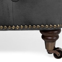 Chesterfield Deluxe Σκαμπό Σαλονιού Τετράγωνο Βελούδο Γκρι CHES116 75x70x45cm