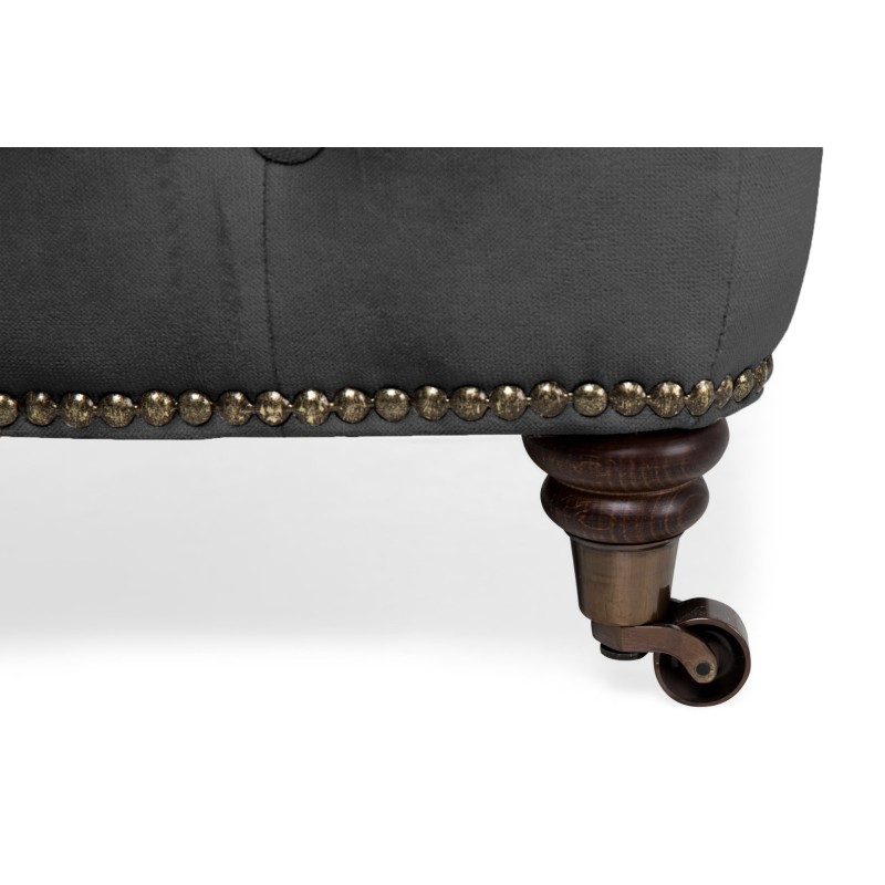 Chesterfield Deluxe Σκαμπό Σαλονιού Τετράγωνο Βελούδο Γκρι CHES116 75x70x45cm
