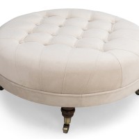 Chesterfield Deluxe Σκαμπό Σαλονιού Στρογγυλό Βελούδο Μπεζ CHES122 80x80x32cm