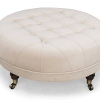 Chesterfield Deluxe Σκαμπό Σαλονιού Στρογγυλό Βελούδο Μπεζ CHES122 80x80x32cm