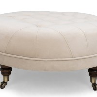 Chesterfield Deluxe Σκαμπό Σαλονιού Στρογγυλό Βελούδο Μπεζ CHES122 80x80x32cm