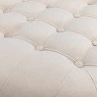 Chesterfield Deluxe Σκαμπό Σαλονιού Στρογγυλό Βελούδο Μπεζ CHES122 80x80x32cm