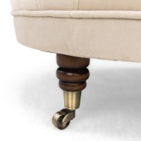 Chesterfield Deluxe Σκαμπό Σαλονιού Στρογγυλό Βελούδο Μπεζ CHES122 80x80x32cm