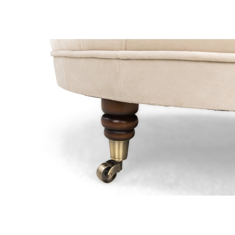 Chesterfield Deluxe Σκαμπό Σαλονιού Στρογγυλό Βελούδο Μπεζ CHES122 80x80x32cm