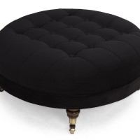 Chesterfield Deluxe Σκαμπό Σαλονιού Στρογγυλό Βελούδο Μαύρο CHES123 80x80x32cm