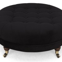 Chesterfield Deluxe Σκαμπό Σαλονιού Στρογγυλό Βελούδο Μαύρο CHES123 80x80x32cm