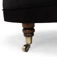 Chesterfield Deluxe Σκαμπό Σαλονιού Στρογγυλό Βελούδο Μαύρο CHES123 80x80x32cm