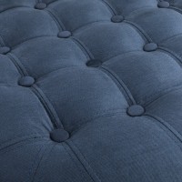 Chesterfield Deluxe Σκαμπό Σαλονιού Στρογγυλό Βελούδο Μπλε CHES125 80x80x32cm