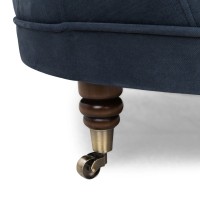 Chesterfield Deluxe Σκαμπό Σαλονιού Στρογγυλό Βελούδο Μπλε CHES125 80x80x32cm