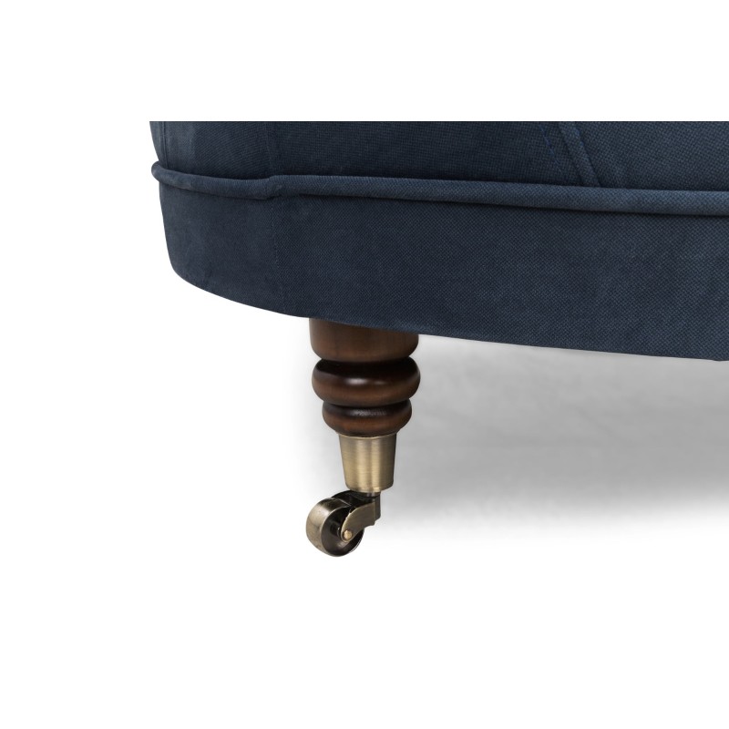 Chesterfield Deluxe Σκαμπό Σαλονιού Στρογγυλό Βελούδο Μπλε CHES125 80x80x32cm